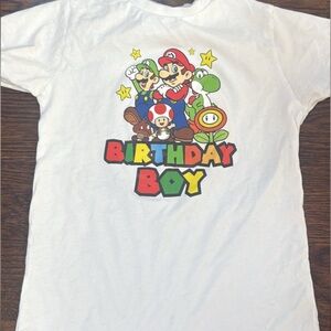 Super Mario birthday boy/level five teacher in size small youth 100% cotton